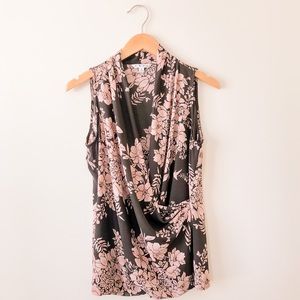 CAbi sleeveless faux wrap blouse